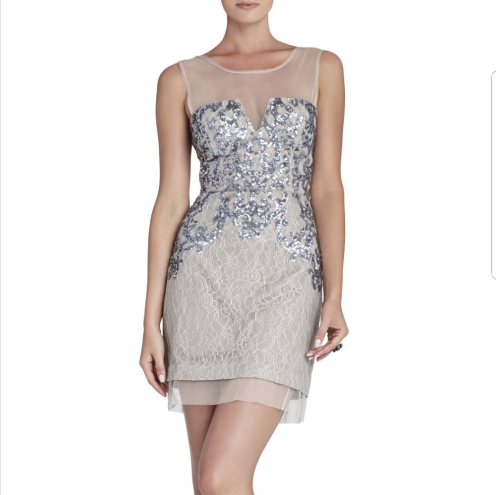 BCBG Abigail Paisley Sequined Cocktail Dress